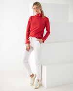 Buzo tejido cuello alto para mujer - Rojo
