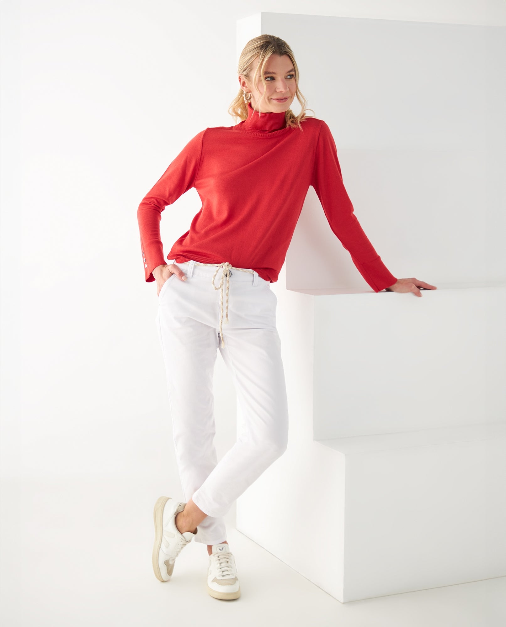 Buzo tejido cuello alto para mujer - Rojo 34_162F102_ROJ171537_6