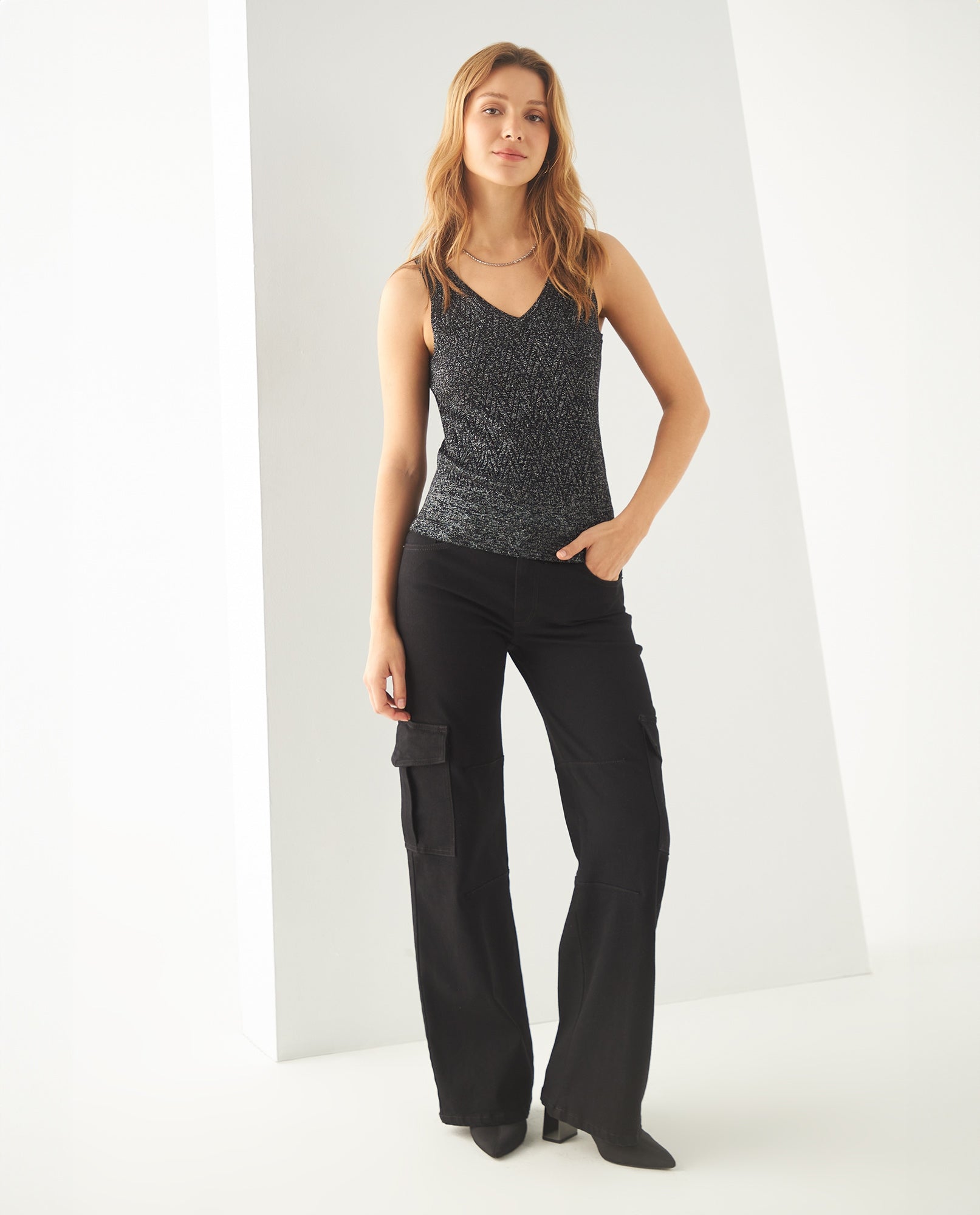 Camiseta tejida manga sisa para mujer - Negro 34_162F204_NEG193909_5
