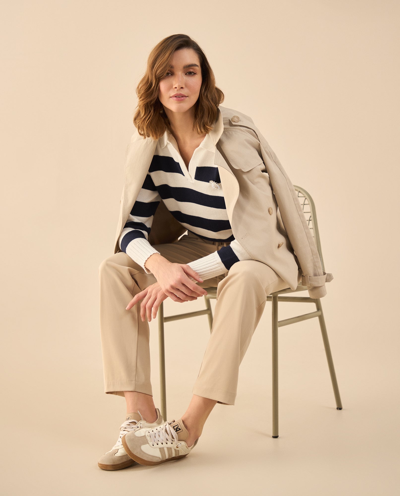 Buzo tejido de cuello clásico para mujer - Azul 34_162G220_AZU174716_3