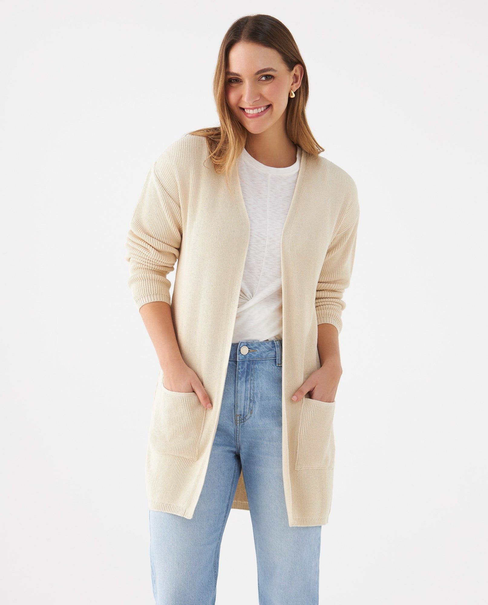 Cárdigan tejido para mujer - Beige 34_169F100_BEI130607_0