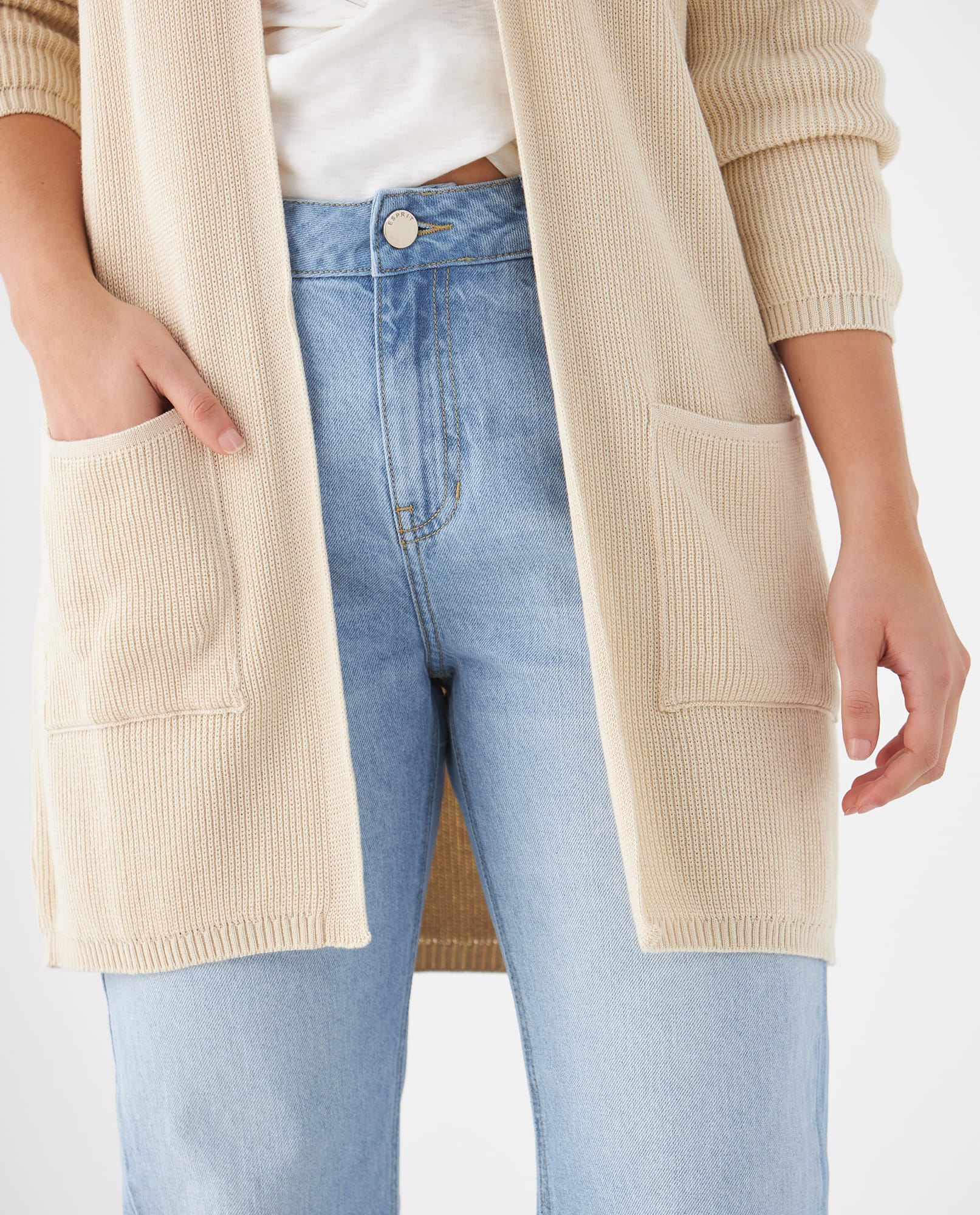 Cárdigan tejido para mujer - Beige 34_169F100_BEI130607_3
