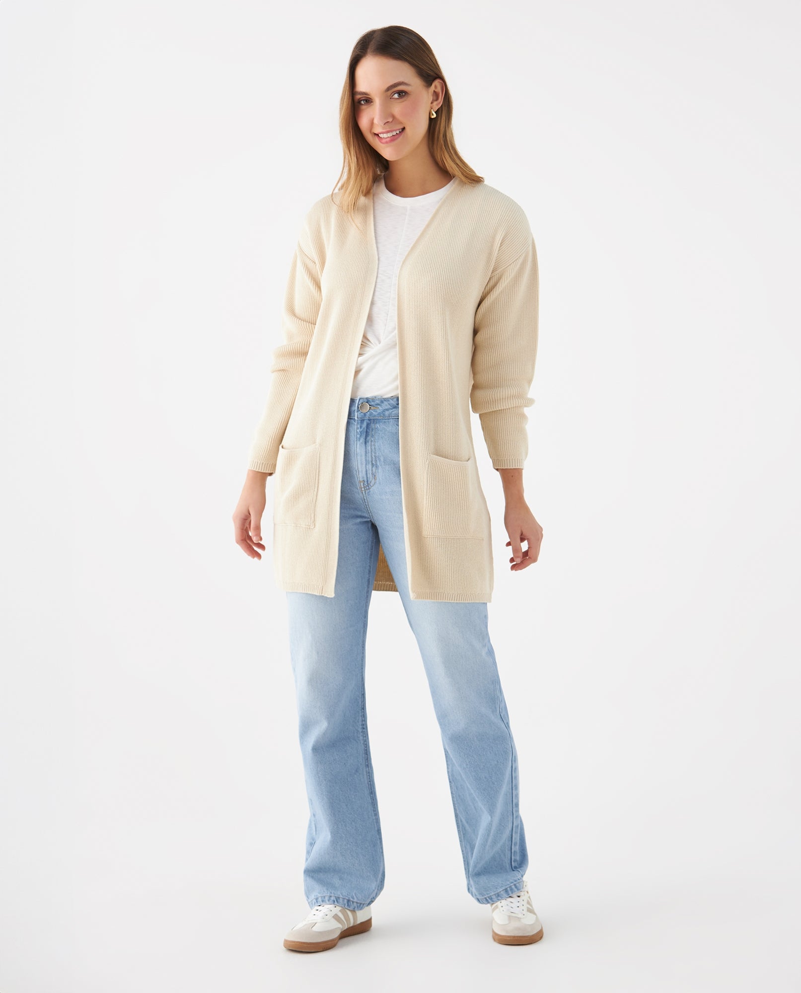 Cárdigan tejido para mujer - Beige 34_169F100_BEI130607_5
