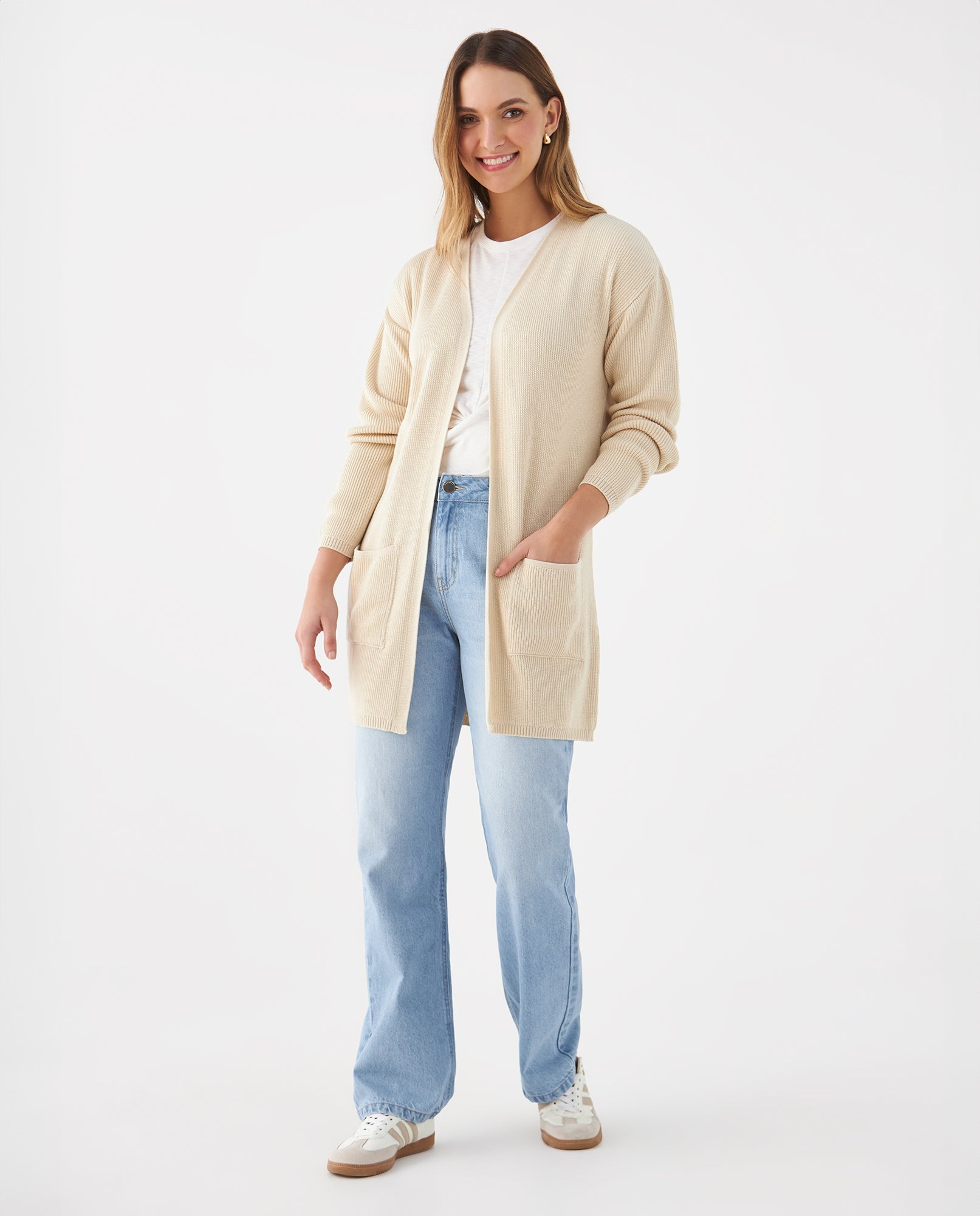 Cárdigan tejido para mujer - Beige 34_169F100_BEI130607_6