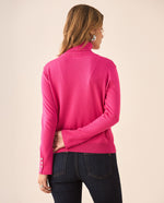 Buzo tejido cuello alto para mujer - Rosa