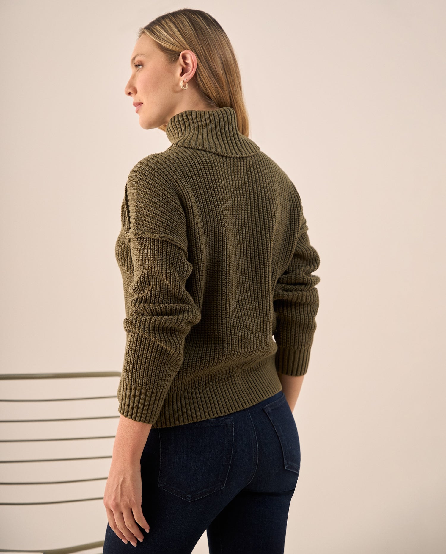 Suéter Cuello Tortuga Verde Texturizado - Verde