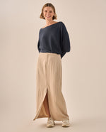 Suéter Tejido Acanalado Off-Shoulder - Azul
