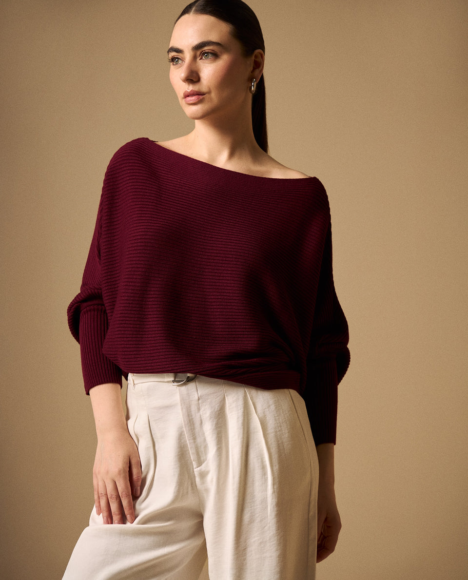 Suéter Tejido Acanalado Off-Shoulder - Morado 34_169G923_MOR191619_3