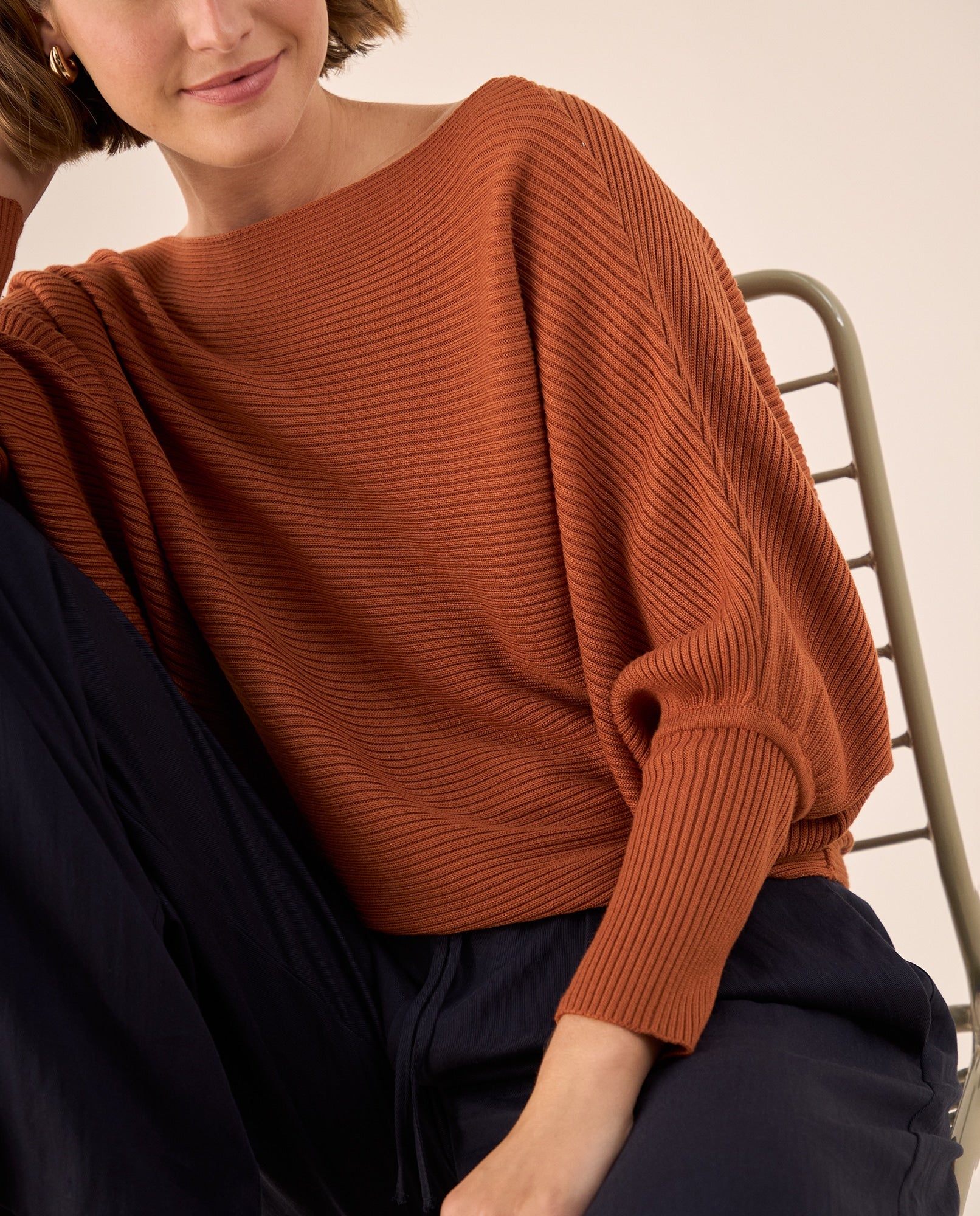 Suéter Tejido Acanalado Off-Shoulder - Naranja 34_169G923_NAR181350_0