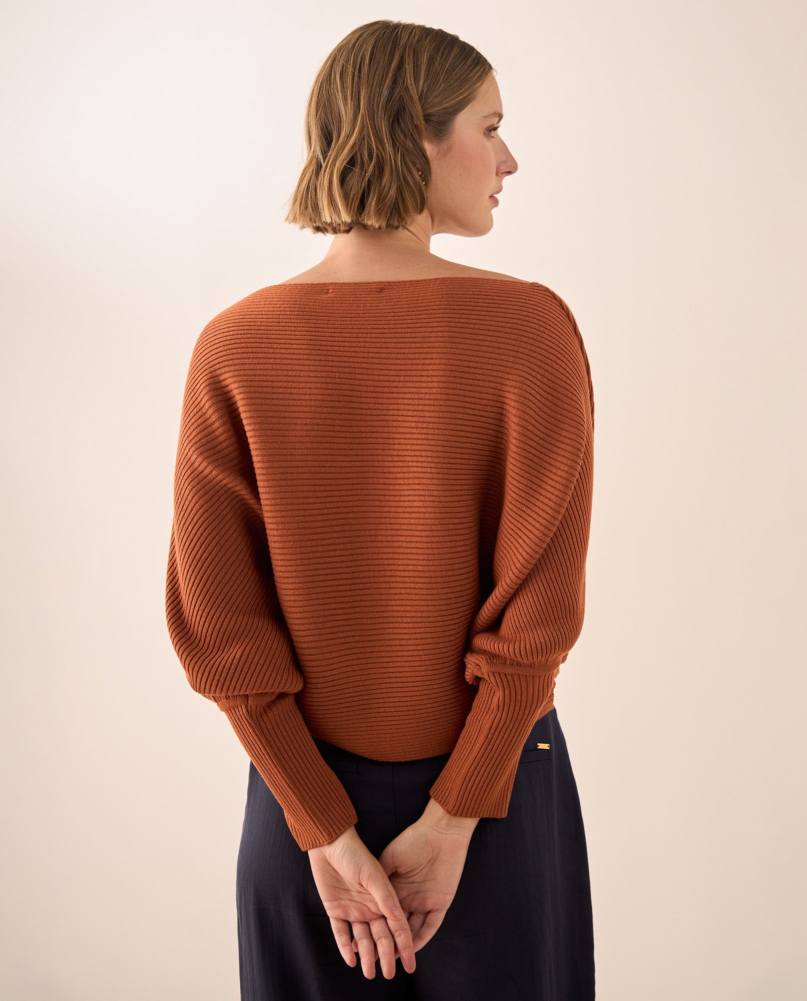 Suéter Tejido Acanalado Off-Shoulder - Naranja 34_169G923_NAR181350_4