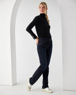 Jean Straight oscuro para mujer - Azul