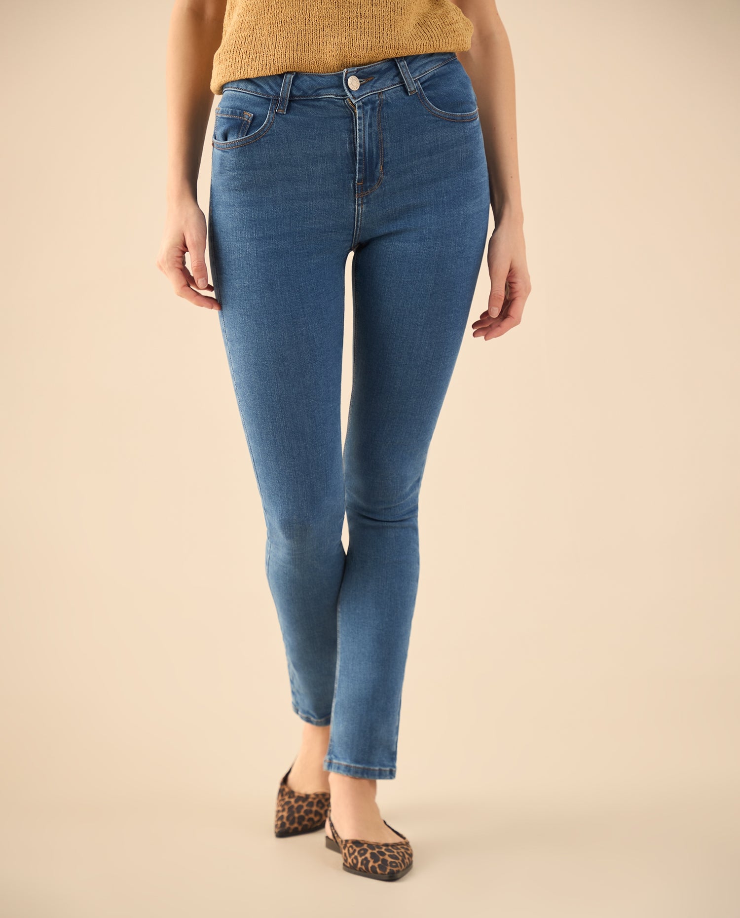 Jean Slim tiro alto para mujer - Azul