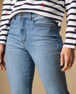Jean flare de denim con elastano - Azul