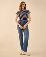 Jean Straight Tiro alto para mujer - Azul