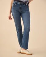 Jean Straight Tiro alto para mujer - Azul