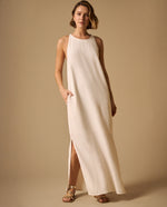 Vestido Maxi Blanco con Abertura Lateral - Blanco