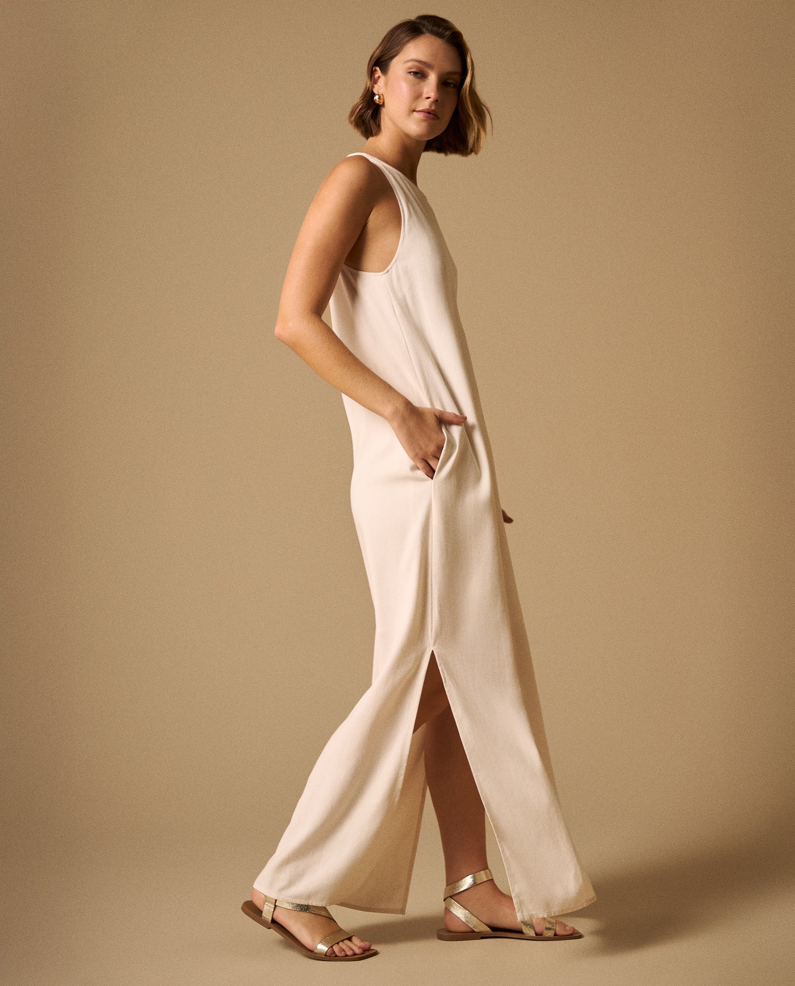 Vestido Maxi Blanco con Abertura Lateral - Blanco 34_199G003_BLA110601_4