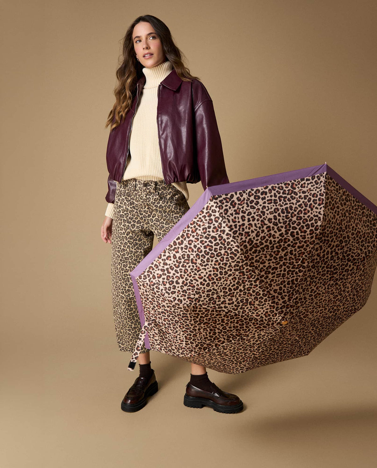 Sombrilla estampada animal print - Café 34_240H201_CAF151213_0