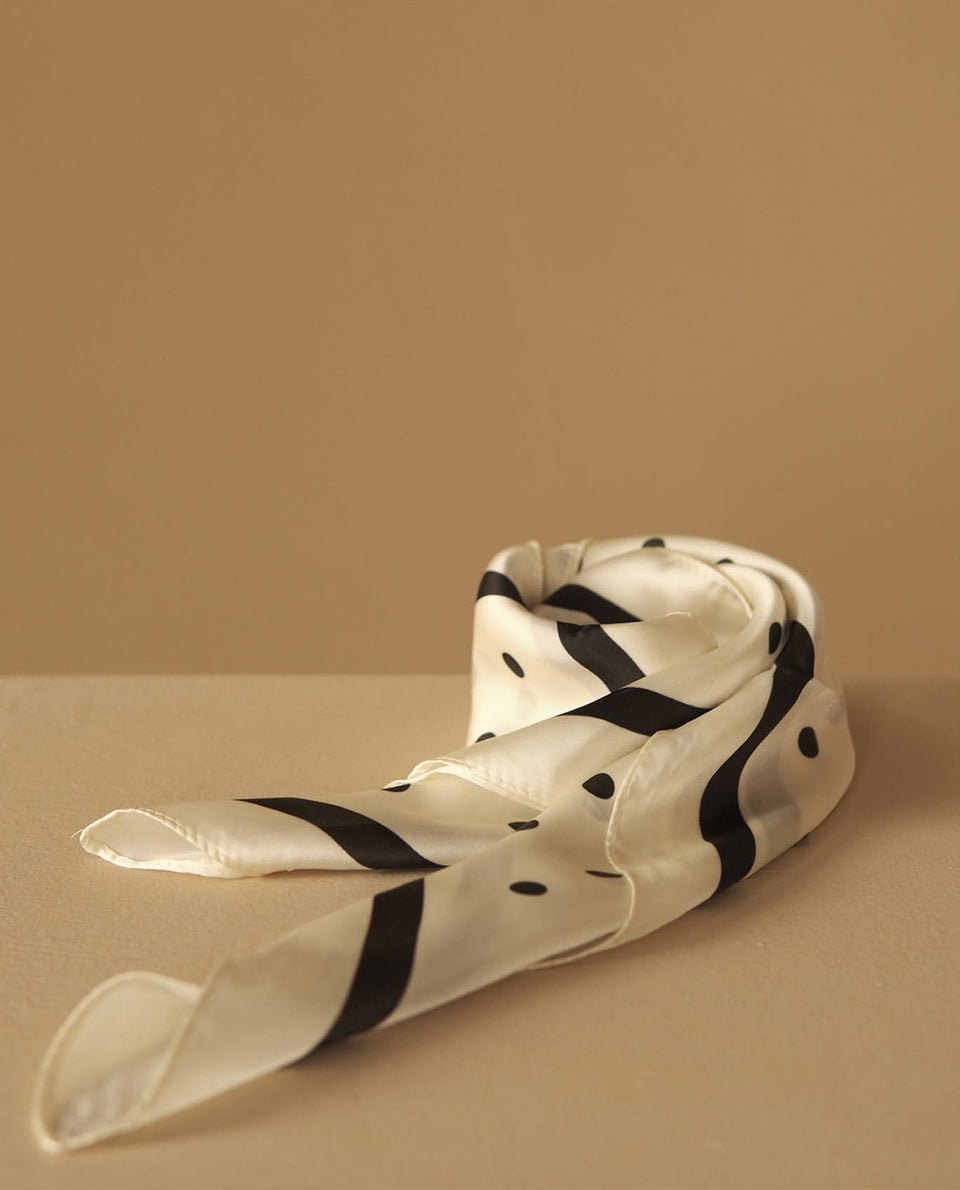 Pañuelo estampado con diseño de puntos y rayas - Blanco 34_290H201_BLA110700_3