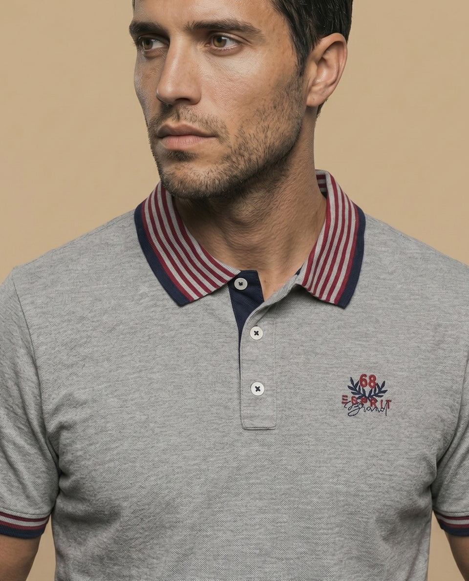 Camiseta polo logo bordado - Gris 34_301E316_GRI190810_3