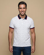 Polo estampado geométrico ajustado - Blanco
