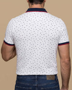 Polo estampado geométrico ajustado - Blanco