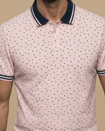Polo estampado geométrico manga corta - Rosa