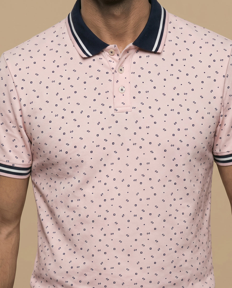 Polo estampado geométrico manga corta - Rosa 34_305E321_ROS141714_3