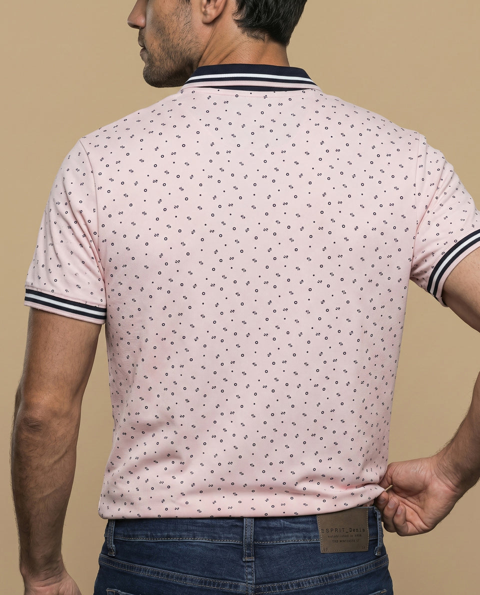 Polo estampado geométrico manga corta - Rosa 34_305E321_ROS141714_4