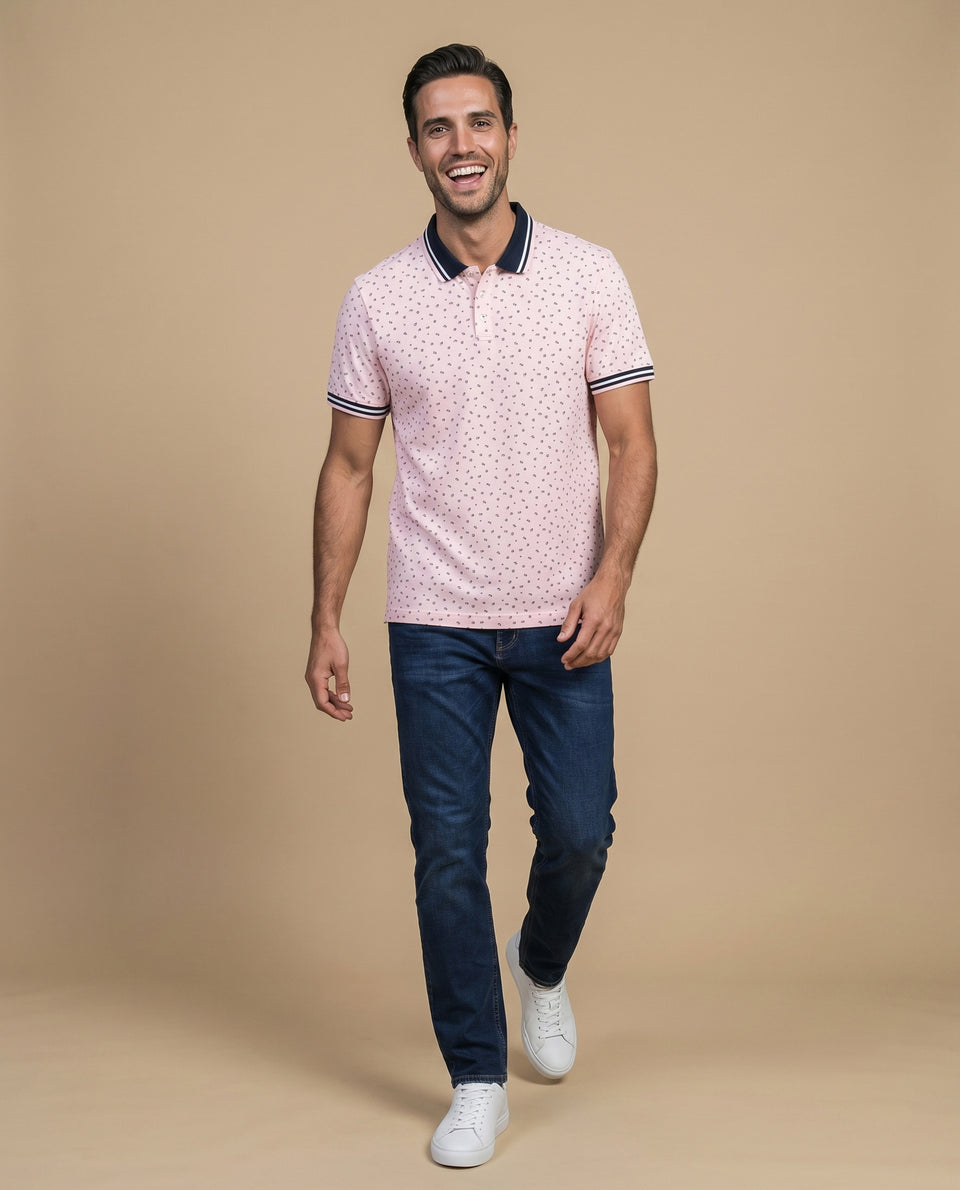 Polo estampado geométrico manga corta - Rosa 34_305E321_ROS141714_5