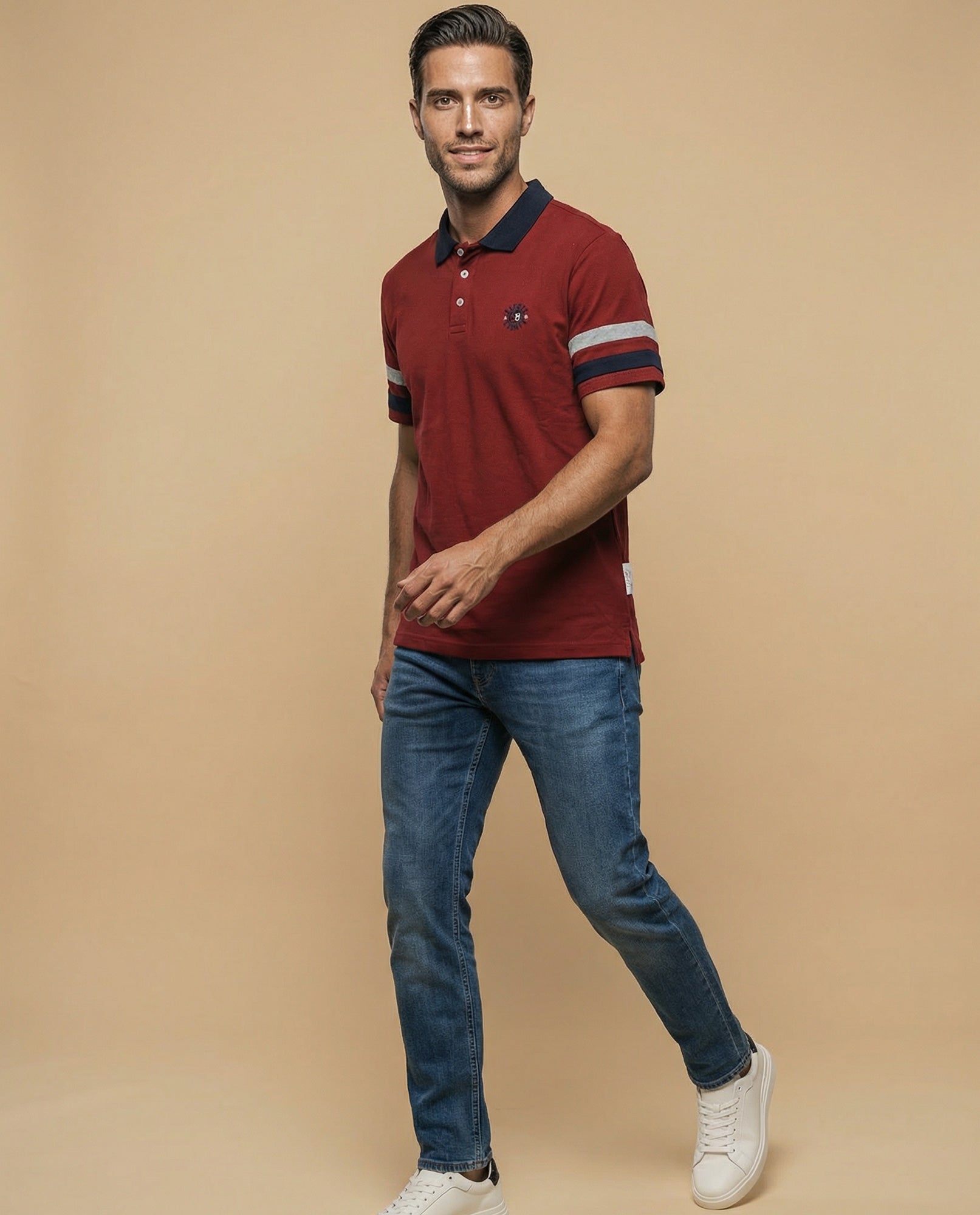 Polo manga corta con detalles contrastantes - Rojo 34_305E343_ROJ171558_5