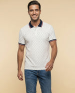 Polo manga corta con estampado geométrico - Crudo