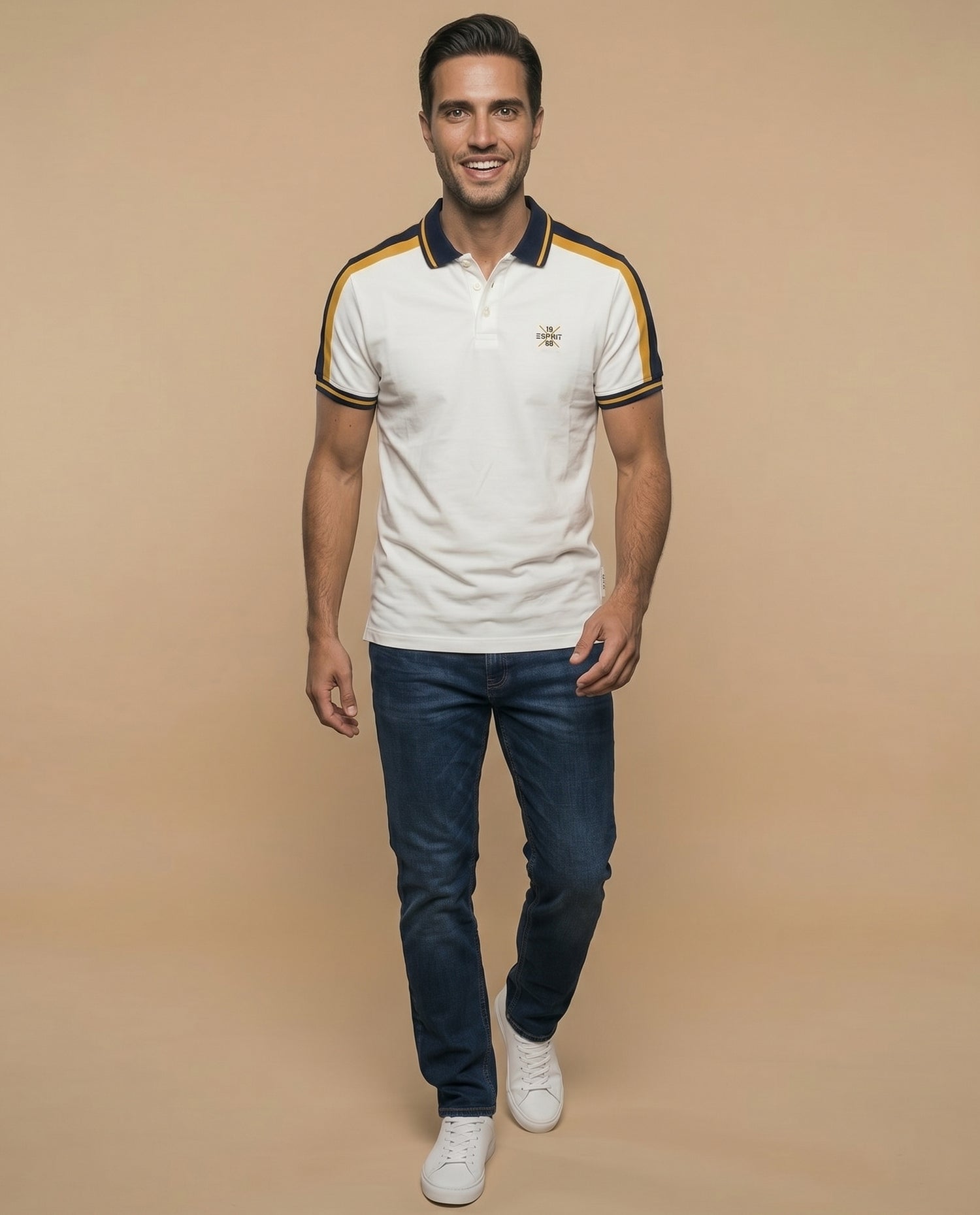 Polo fit ajustado logo bordado - Gris