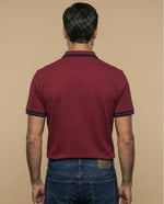 Polo manga corta con paneles contrastantes en hombros para hombre - Rojo