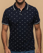 Polo manga corta con estampado all-over - Azul