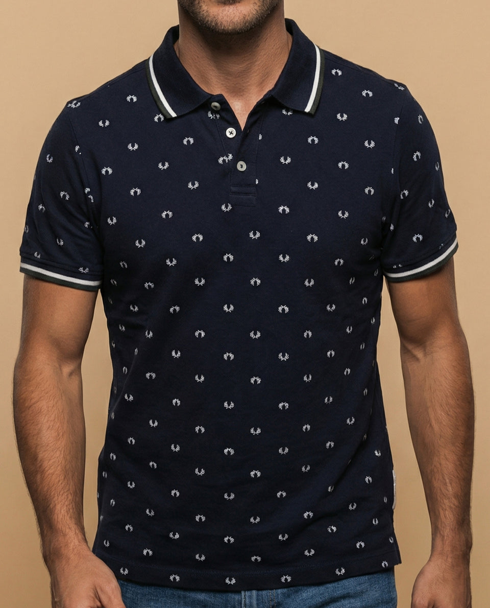 Polo manga corta con estampado all-over - Azul 34_305E360_AZU184930_3