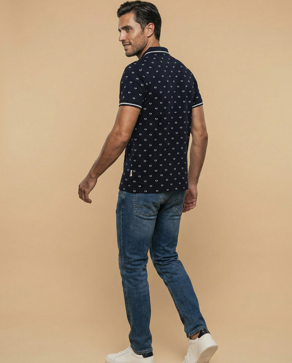 Polo manga corta con estampado all-over - Azul 34_305E360_AZU184930_6