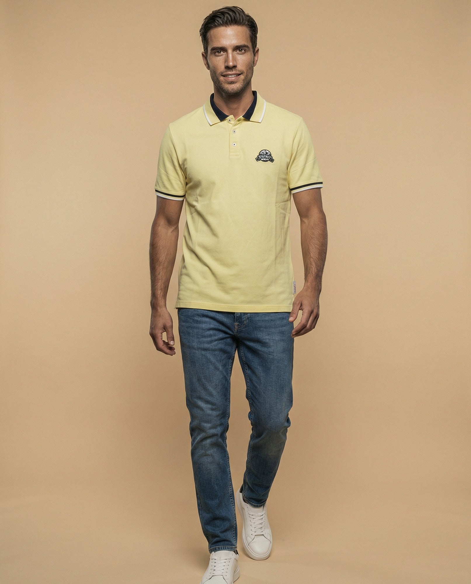 Polo manga corta con ribetes contrastantes para hombre - Amarillo 34_305E372_AMA130859_5
