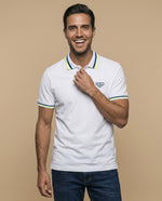 Polo azul bordado ajustado - Blanco