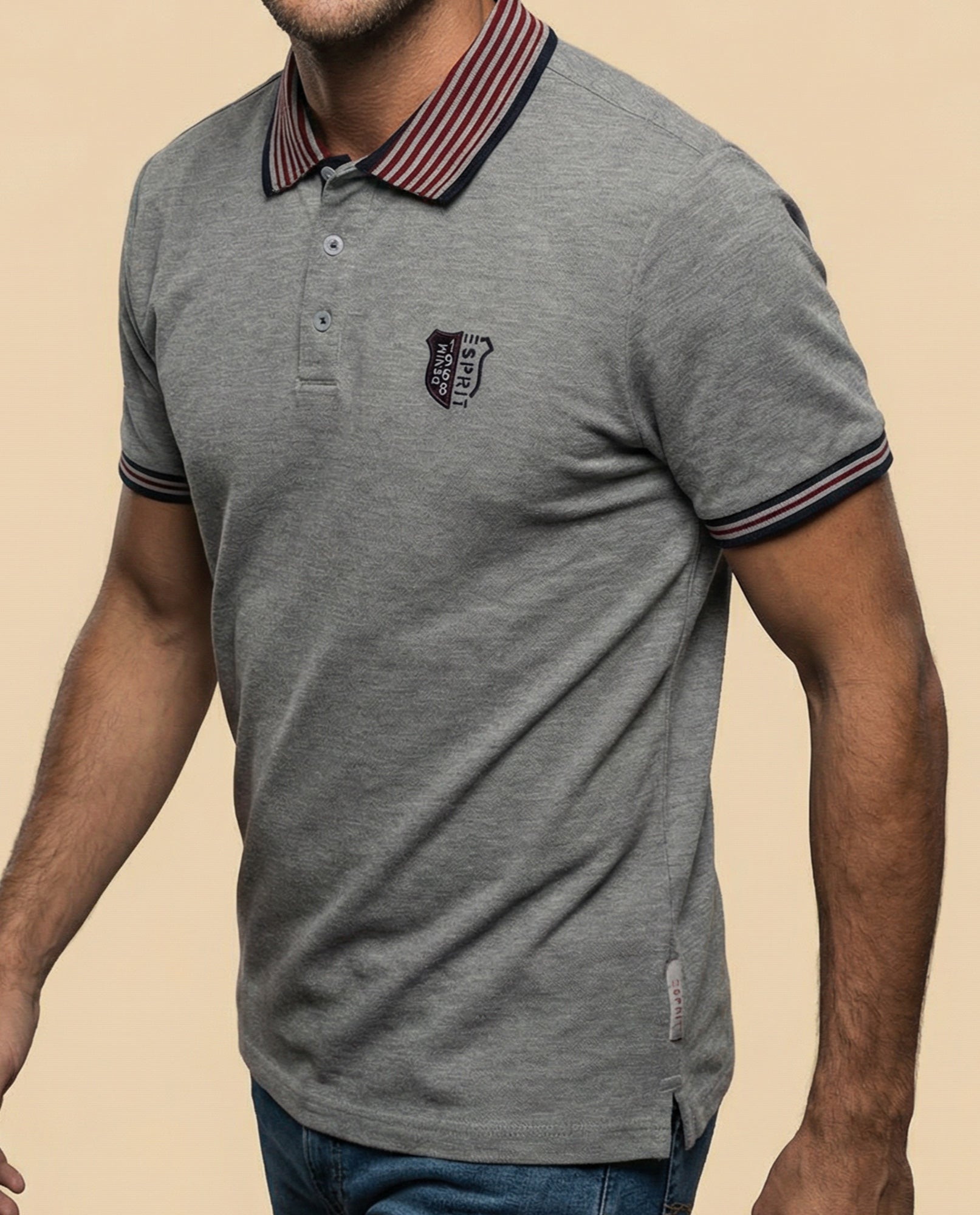 Polo regular logo bordado - Gris 34_305E377_GRI184005_3
