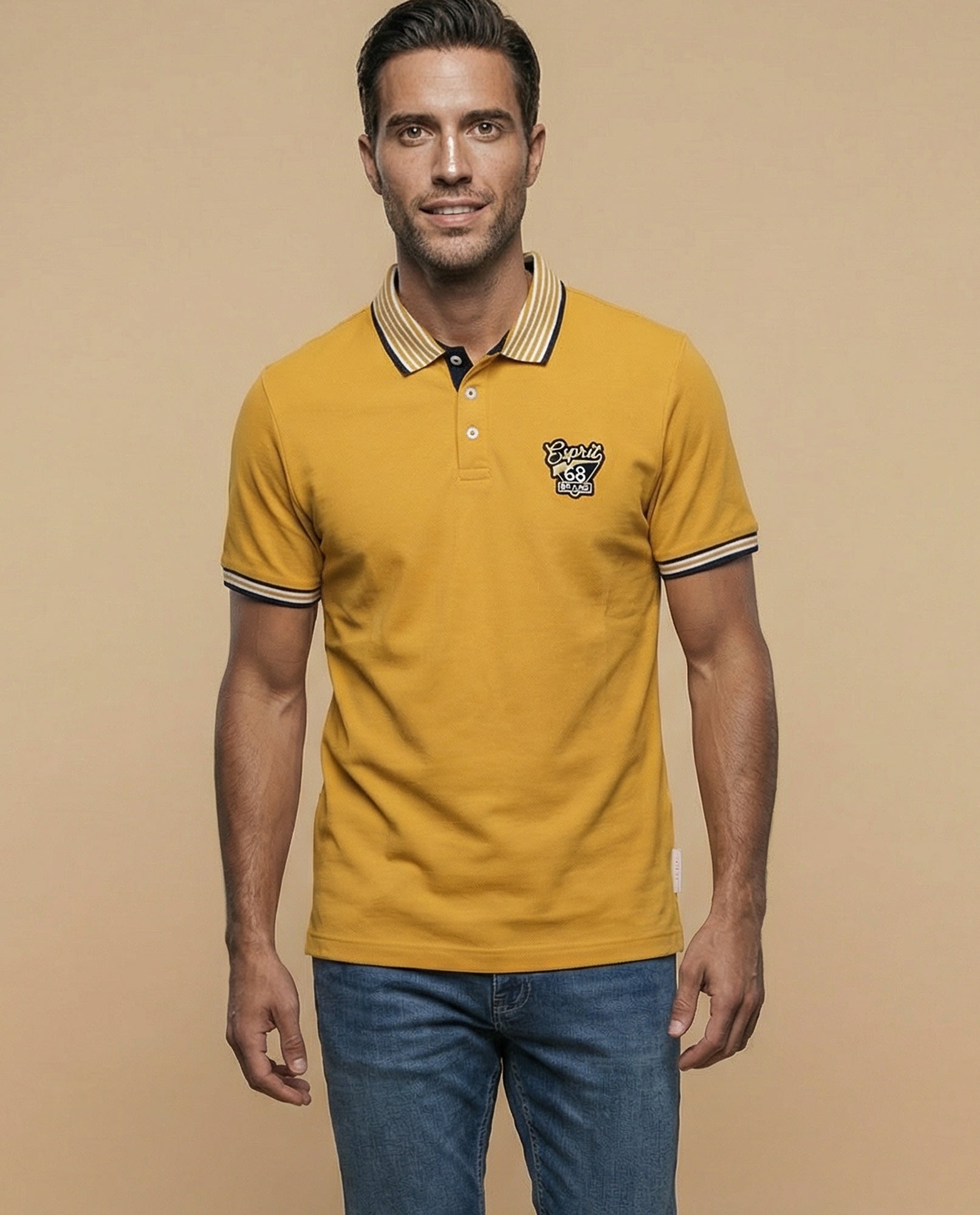 Polo deportivo manga corta con bordado y ribetes - Amarillo 34_305E378_AMA171047_0