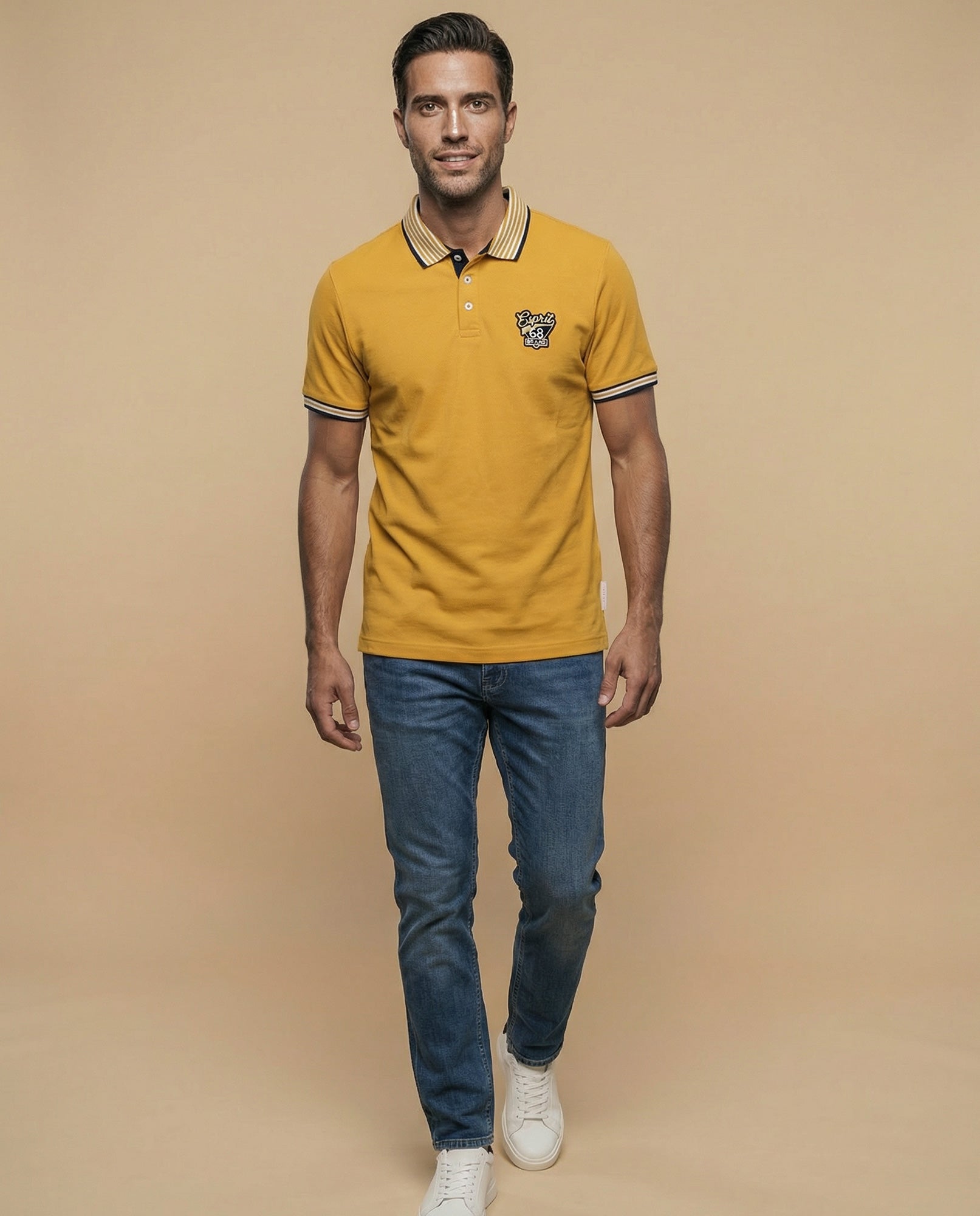 Polo deportivo manga corta con bordado y ribetes - Amarillo 34_305E378_AMA171047_5