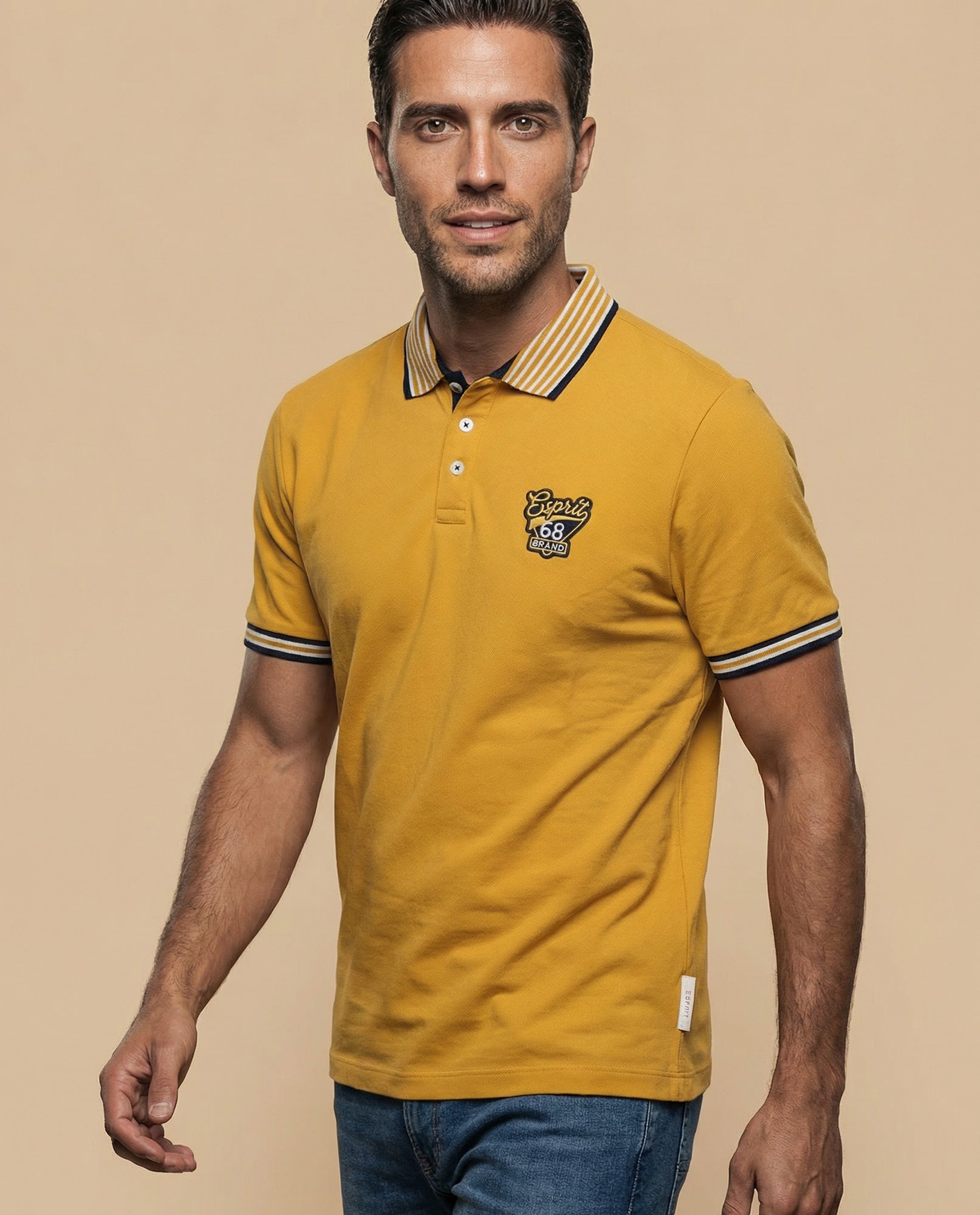 Polo deportivo manga corta con bordado y ribetes - Amarillo 34_305E378_AMA171047_6