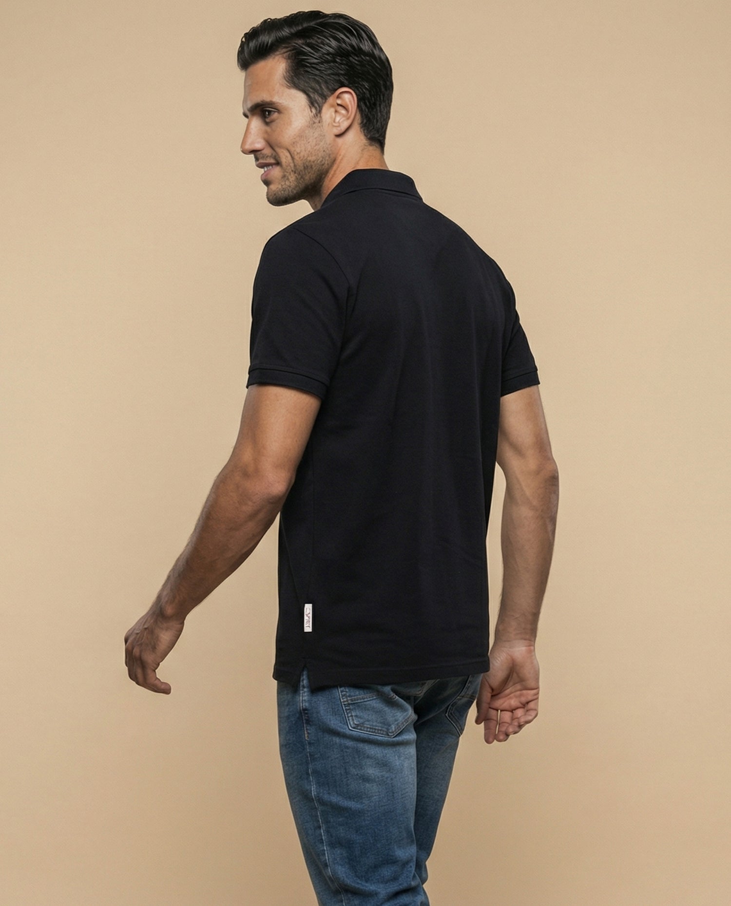 Polo regular logo estampado - Negro