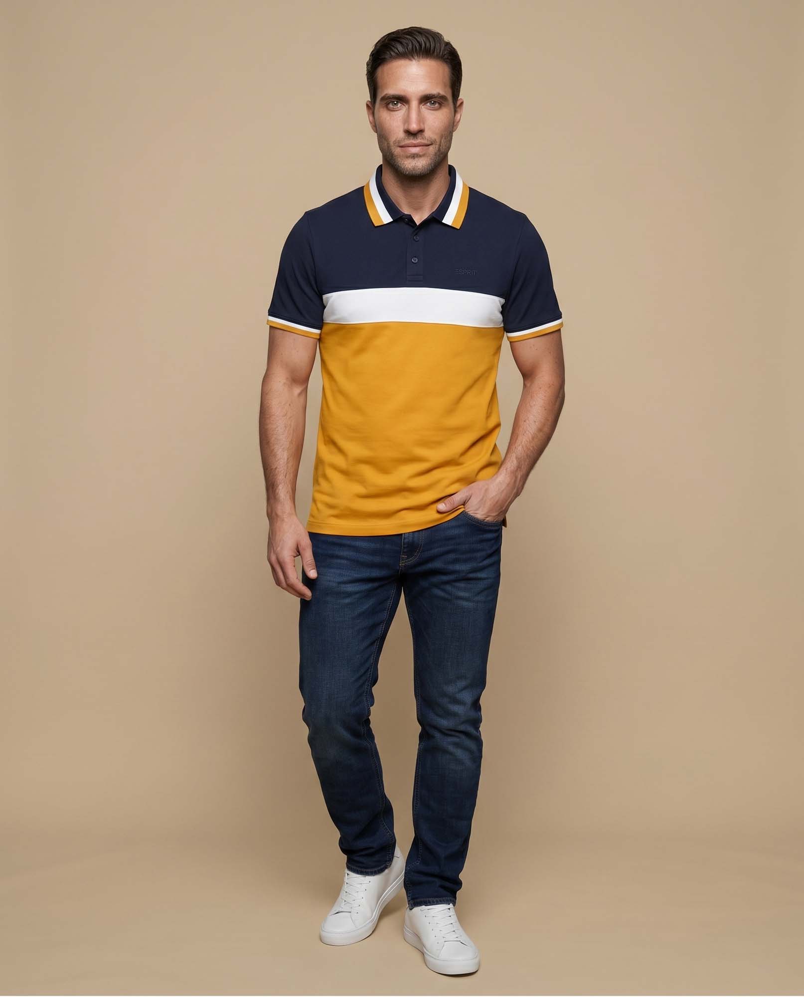 Polo con diseño de bloques y bordado en pecho - Azul 34_305E382_AZU174928_5