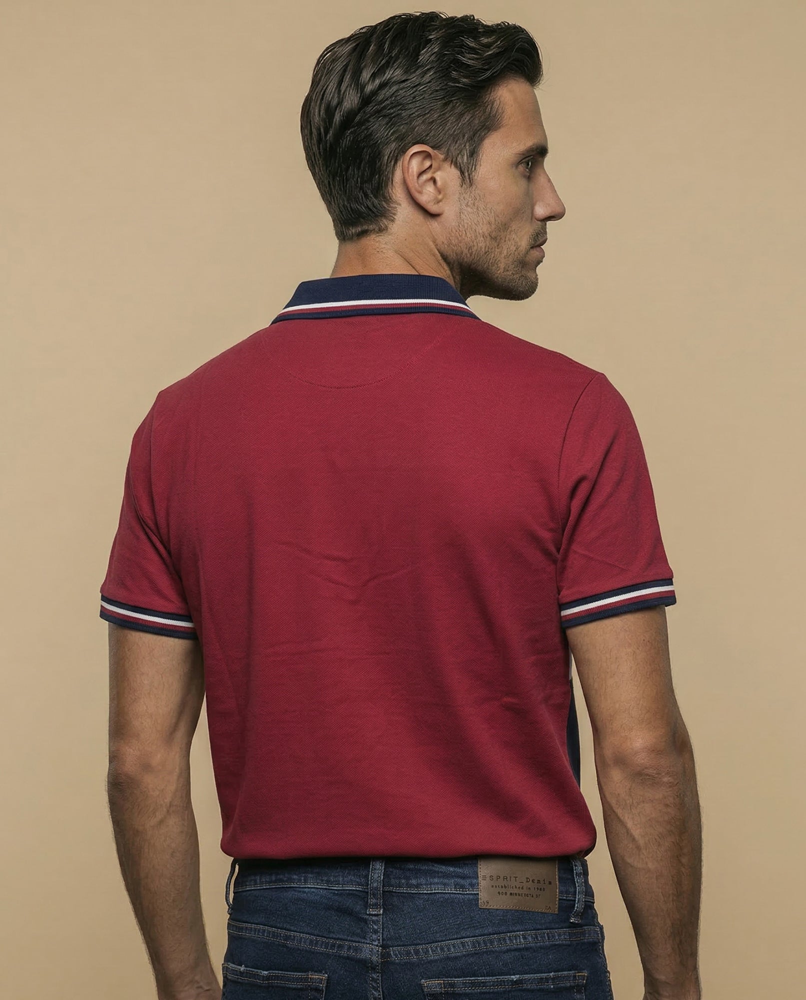 Polo con diseño de bloques y bordado en pecho - Rojo 34_305E382_ROJ181653_4