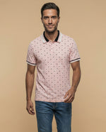 Polo manga corta con estampado de motivos pequeños - Rosa