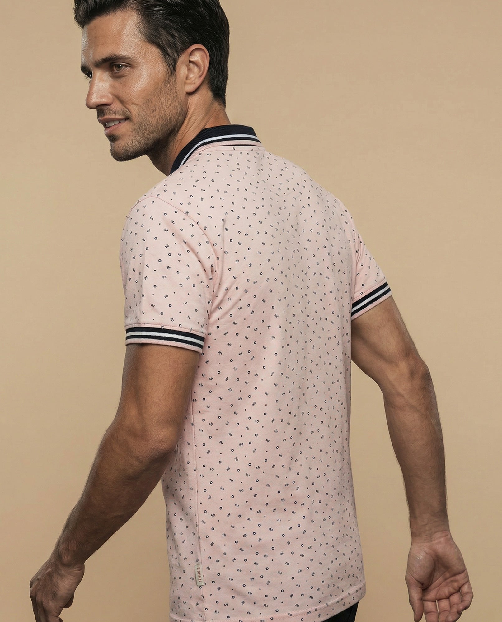 Polo manga corta con estampado de motivos pequeños - Rosa 34_305E385_ROS171643_6