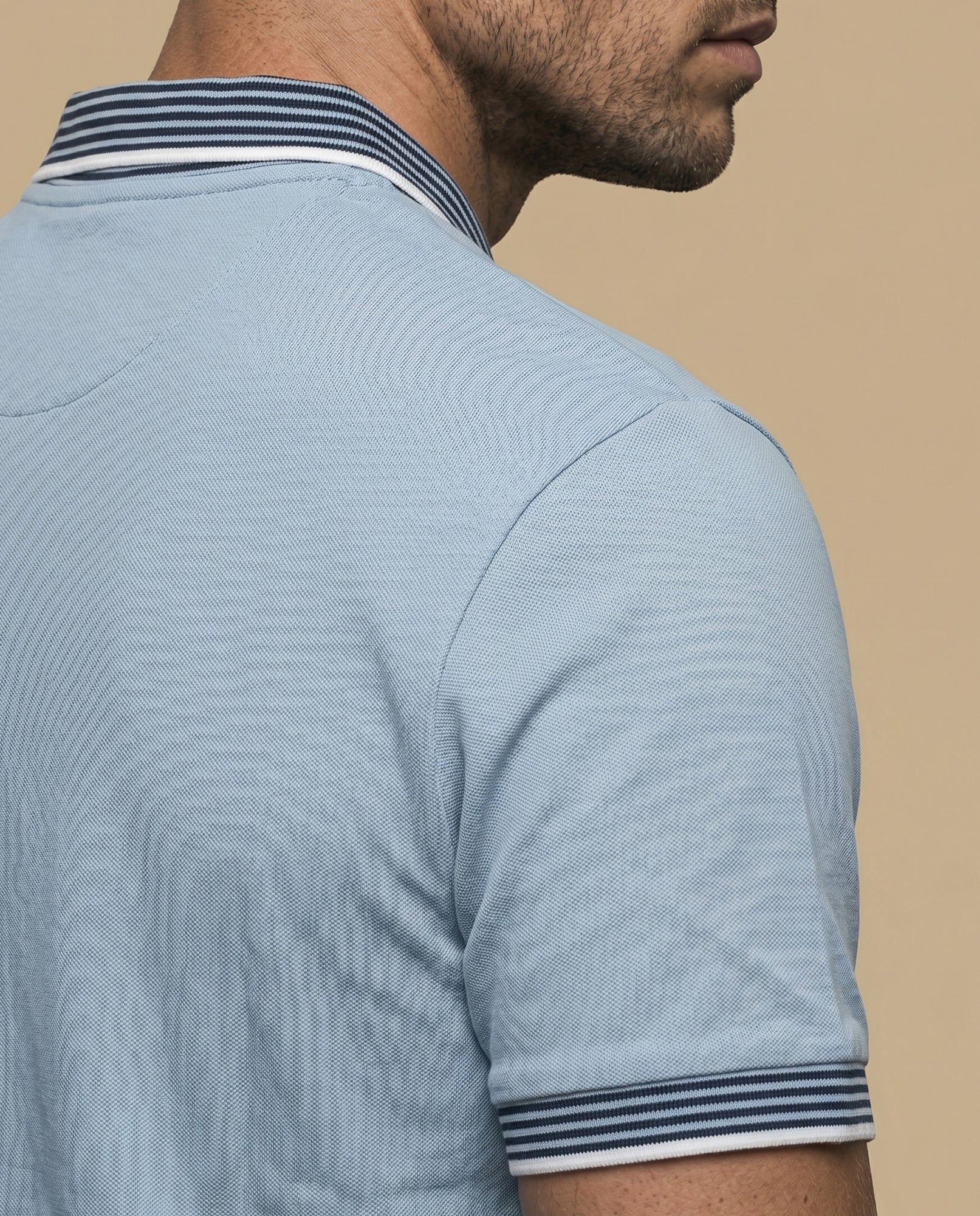 Polo manga corta con cuello camisero a rayas para hombre - Azul 34_305F303_AZU144123_6