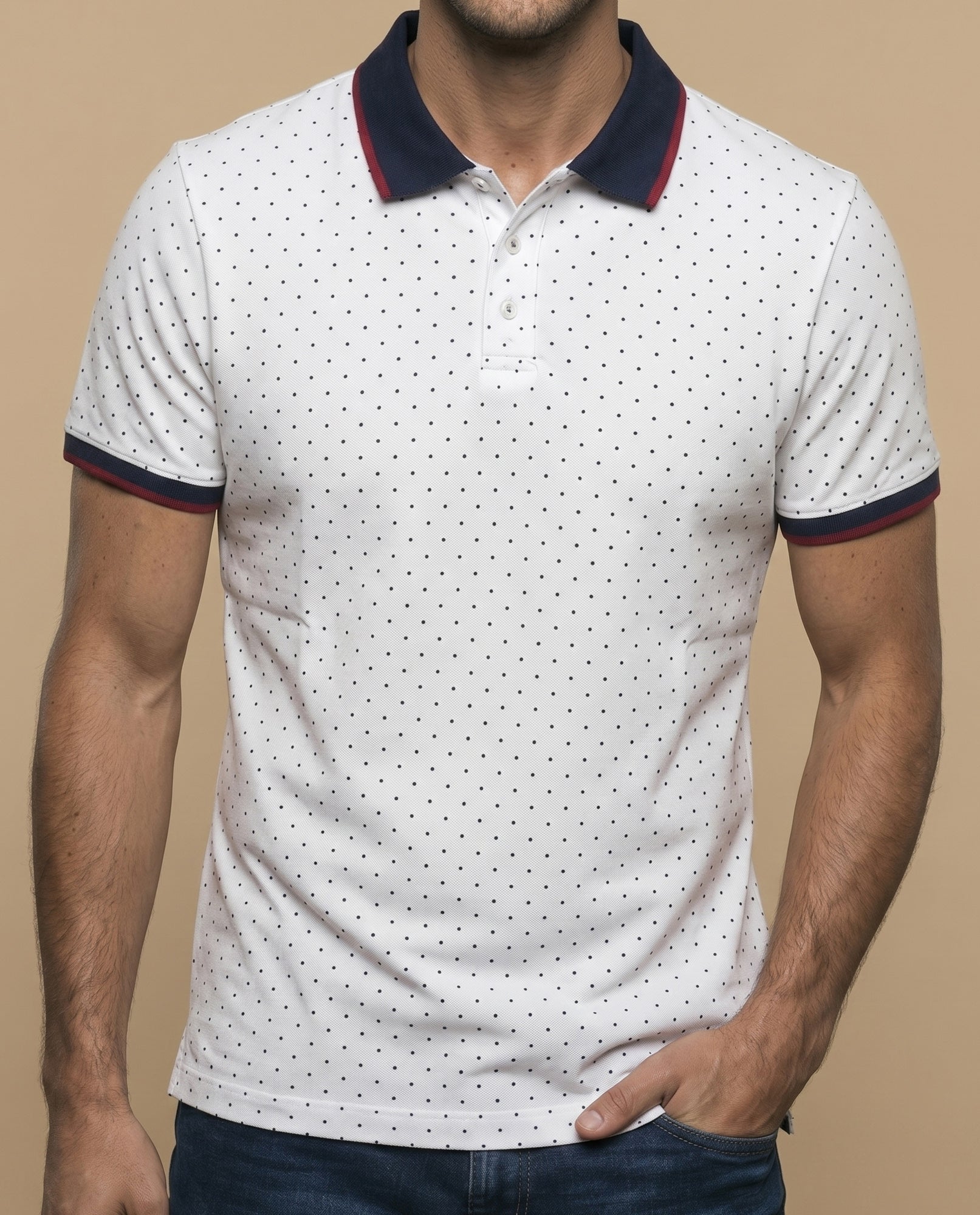 Polo manga corta con detalles contrastantes para hombre - Blanco 34_305F307_BLA114001_3